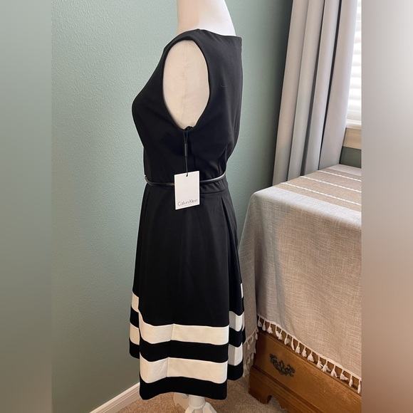 NWT Calvin Klein Black and White Fit and Flare Dress Sz 6 - Picture 2 of 13